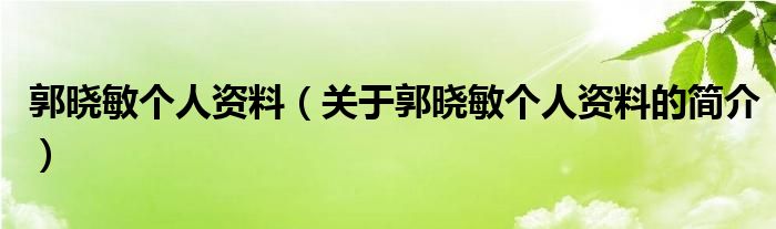 郭曉敏個人資料（關(guān)于郭曉敏個人資料的簡介）