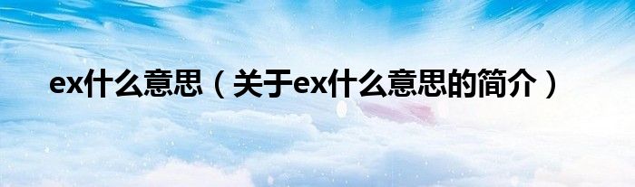 ex什么意思（關(guān)于ex什么意思的簡(jiǎn)介）