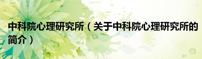 中科院心理研究所（關(guān)于中科院心理研究所的簡(jiǎn)介）