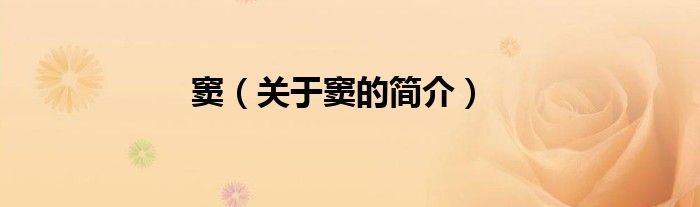 竇（關(guān)于竇的簡(jiǎn)介）