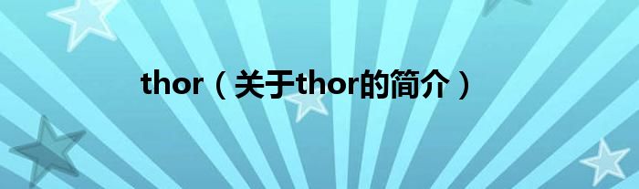 thor（關(guān)于thor的簡介）