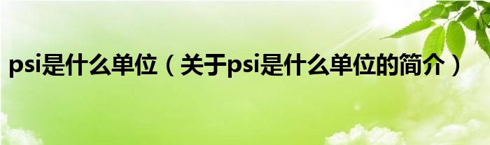 psi是什么單位（關(guān)于psi是什么單位的簡介）