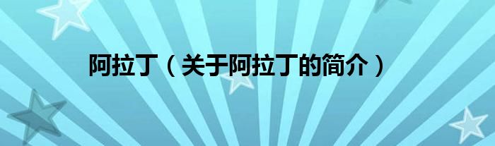 阿拉?。P(guān)于阿拉丁的簡(jiǎn)介）