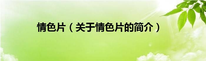 情色片（關(guān)于情色片的簡(jiǎn)介）