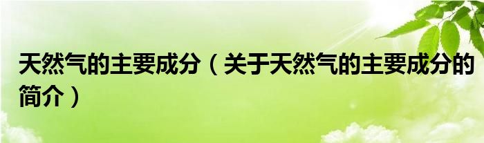 天然氣的主要成分（關(guān)于天然氣的主要成分的簡介）