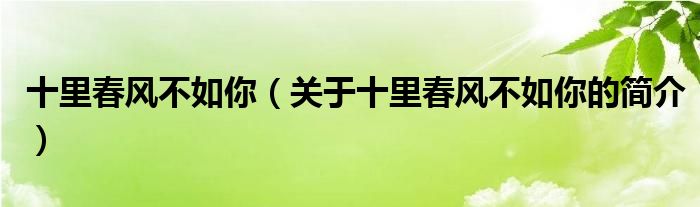 十里春風(fēng)不如你（關(guān)于十里春風(fēng)不如你的簡介）