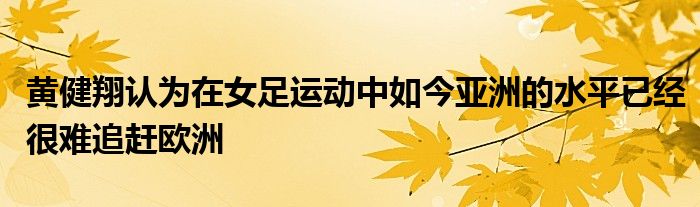 黃健翔認(rèn)為在女足運(yùn)動(dòng)中如今亞洲的水平已經(jīng)很難追趕歐洲