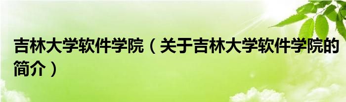 吉林大學(xué)軟件學(xué)院（關(guān)于吉林大學(xué)軟件學(xué)院的簡介）