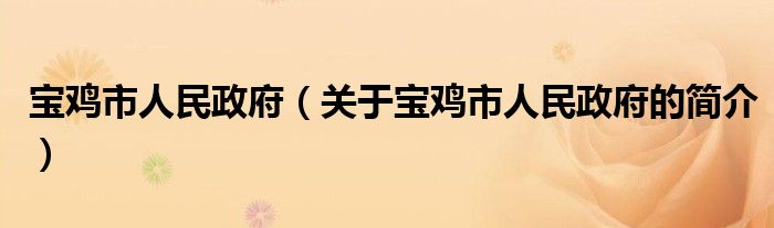 寶雞市人民政府（關(guān)于寶雞市人民政府的簡介）