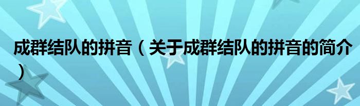 成群結(jié)隊(duì)的拼音（關(guān)于成群結(jié)隊(duì)的拼音的簡(jiǎn)介）