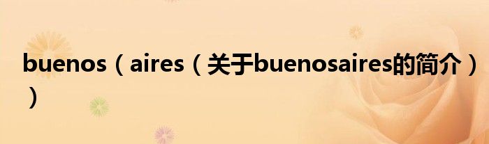 buenos（aires（關(guān)于buenosaires的簡介））