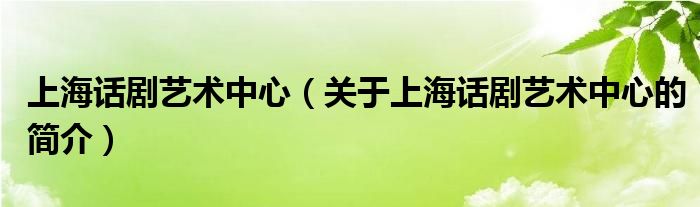 上海話劇藝術(shù)中心（關(guān)于上海話劇藝術(shù)中心的簡介）