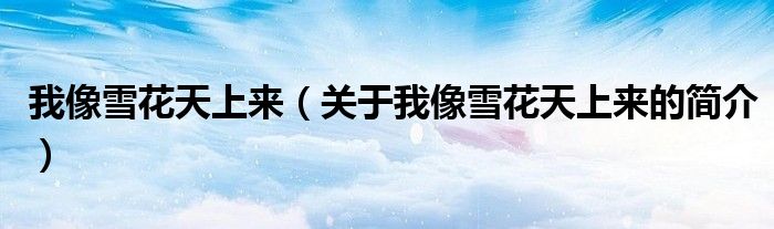 我像雪花天上來(lái)（關(guān)于我像雪花天上來(lái)的簡(jiǎn)介）