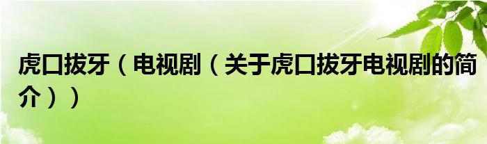 虎口拔牙（電視劇（關(guān)于虎口拔牙電視劇的簡介））