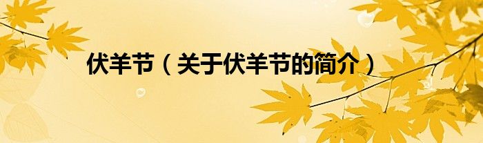 伏羊節(jié)（關(guān)于伏羊節(jié)的簡(jiǎn)介）