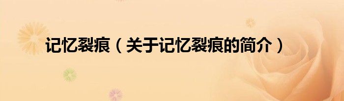 記憶裂痕（關(guān)于記憶裂痕的簡(jiǎn)介）