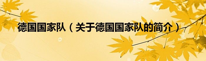 德國(guó)國(guó)家隊(duì)（關(guān)于德國(guó)國(guó)家隊(duì)的簡(jiǎn)介）