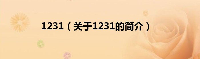 1231（關(guān)于1231的簡(jiǎn)介）