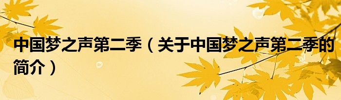 中國夢之聲第二季（關(guān)于中國夢之聲第二季的簡介）