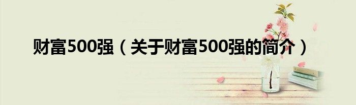 財(cái)富500強(qiáng)（關(guān)于財(cái)富500強(qiáng)的簡介）