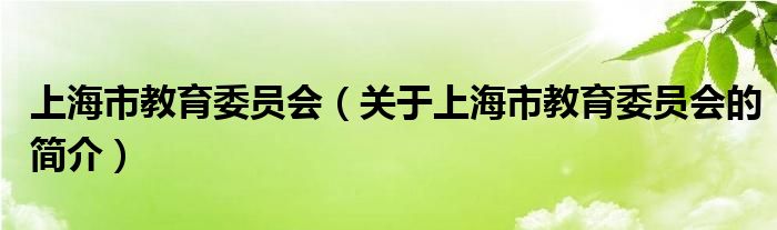 上海市教育委員會（關(guān)于上海市教育委員會的簡介）