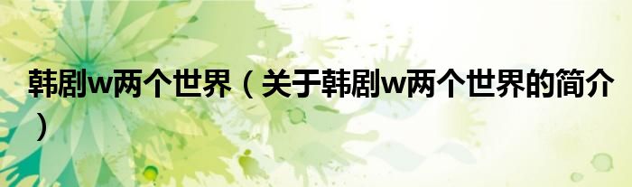 韓劇w兩個世界（關(guān)于韓劇w兩個世界的簡介）