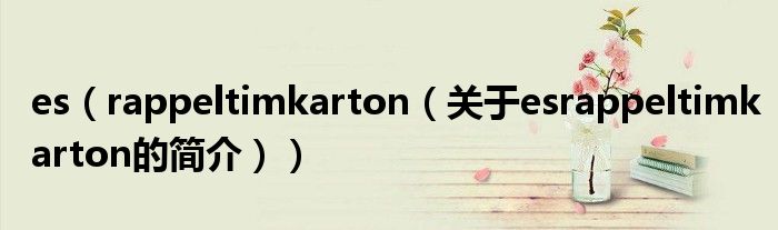 es（rappeltimkarton（關(guān)于esrappeltimkarton的簡介））