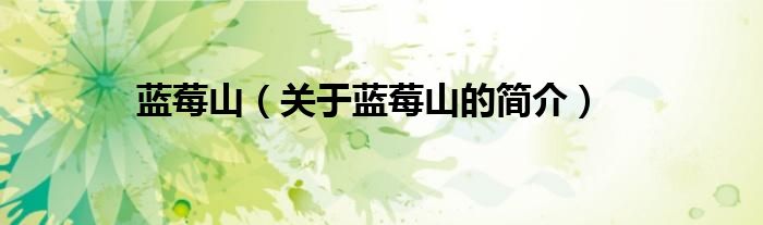 藍(lán)莓山（關(guān)于藍(lán)莓山的簡(jiǎn)介）