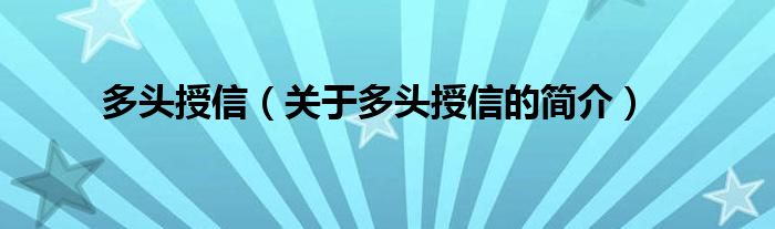 多頭授信（關(guān)于多頭授信的簡(jiǎn)介）