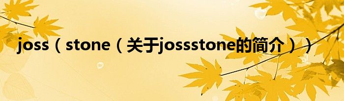 joss（stone（關(guān)于jossstone的簡介））