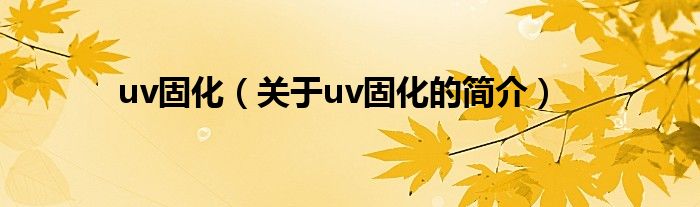 uv固化（關于uv固化的簡介）