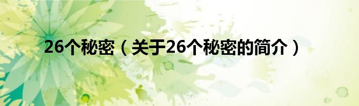 26個秘密（關于26個秘密的簡介）