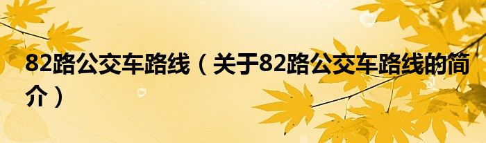 82路公交車路線（關(guān)于82路公交車路線的簡(jiǎn)介）