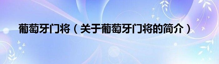 葡萄牙門將（關(guān)于葡萄牙門將的簡介）