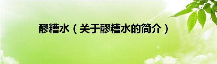 醪糟水（關(guān)于醪糟水的簡(jiǎn)介）