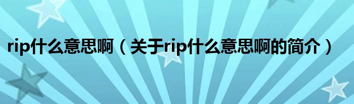 rip什么意思?。P(guān)于rip什么意思啊的簡介）