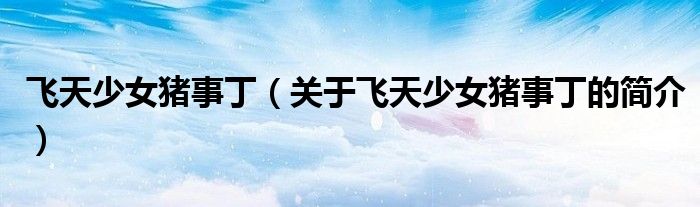 飛天少女豬事?。P(guān)于飛天少女豬事丁的簡(jiǎn)介）