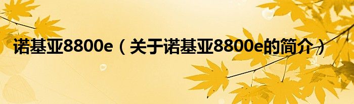 諾基亞8800e（關(guān)于諾基亞8800e的簡(jiǎn)介）