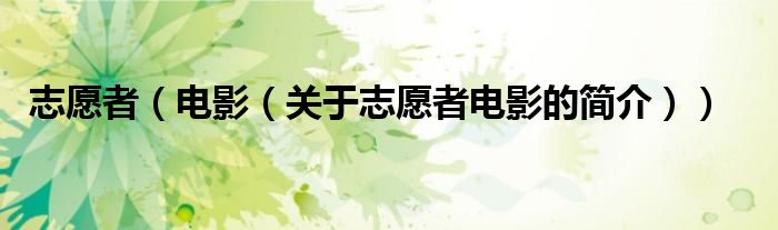 志愿者（電影（關(guān)于志愿者電影的簡(jiǎn)介））