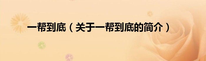 一幫到底（關(guān)于一幫到底的簡(jiǎn)介）