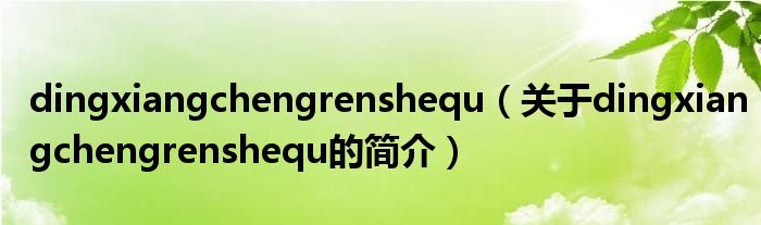 dingxiangchengrenshequ（關(guān)于dingxiangchengrenshequ的簡介）