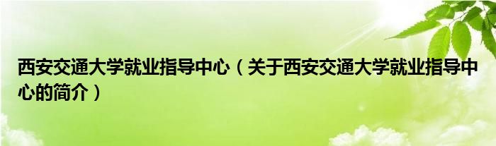 西安交通大學就業(yè)指導中心（關(guān)于西安交通大學就業(yè)指導中心的簡介）