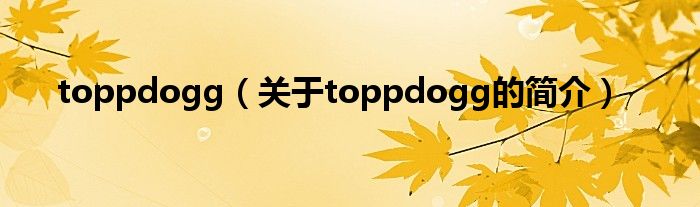 toppdogg（關(guān)于toppdogg的簡介）