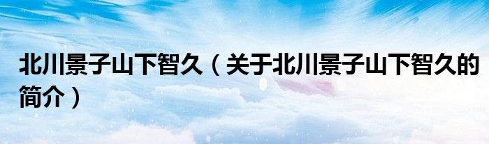 北川景子山下智久（關(guān)于北川景子山下智久的簡介）