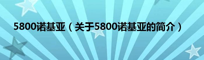 5800諾基亞（關(guān)于5800諾基亞的簡介）