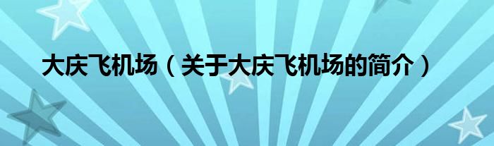 大慶飛機場（關于大慶飛機場的簡介）