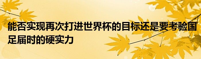 能否實(shí)現(xiàn)再次打進(jìn)世界杯的目標(biāo)還是要考驗(yàn)國足屆時的硬實(shí)力