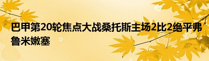 巴甲第20輪焦點(diǎn)大戰(zhàn)桑托斯主場(chǎng)2比2絕平弗魯米嫩塞