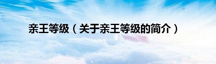 親王等級(jí)（關(guān)于親王等級(jí)的簡(jiǎn)介）