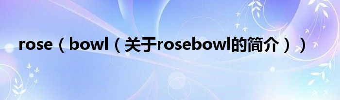 rose（bowl（關(guān)于rosebowl的簡(jiǎn)介））